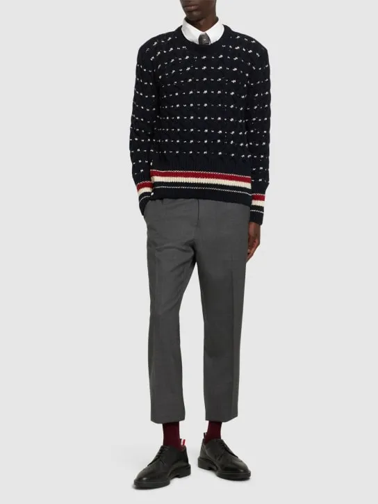 Thom Browne   All over cable stitch classic sweater 