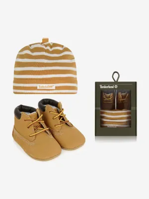 Timberland Baby Nubuck Crib Booties And Hat Set