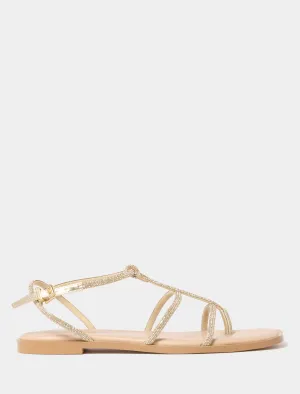 Trixie T-Bar Diamante Flat Sandal