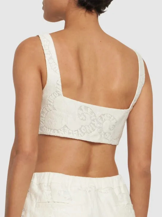 Valentino   Cotton guipure lace bandana crop top 