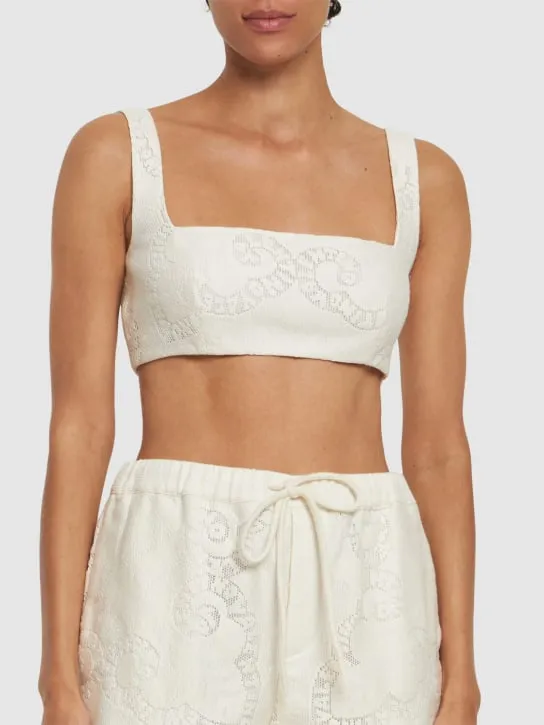 Valentino   Cotton guipure lace bandana crop top 