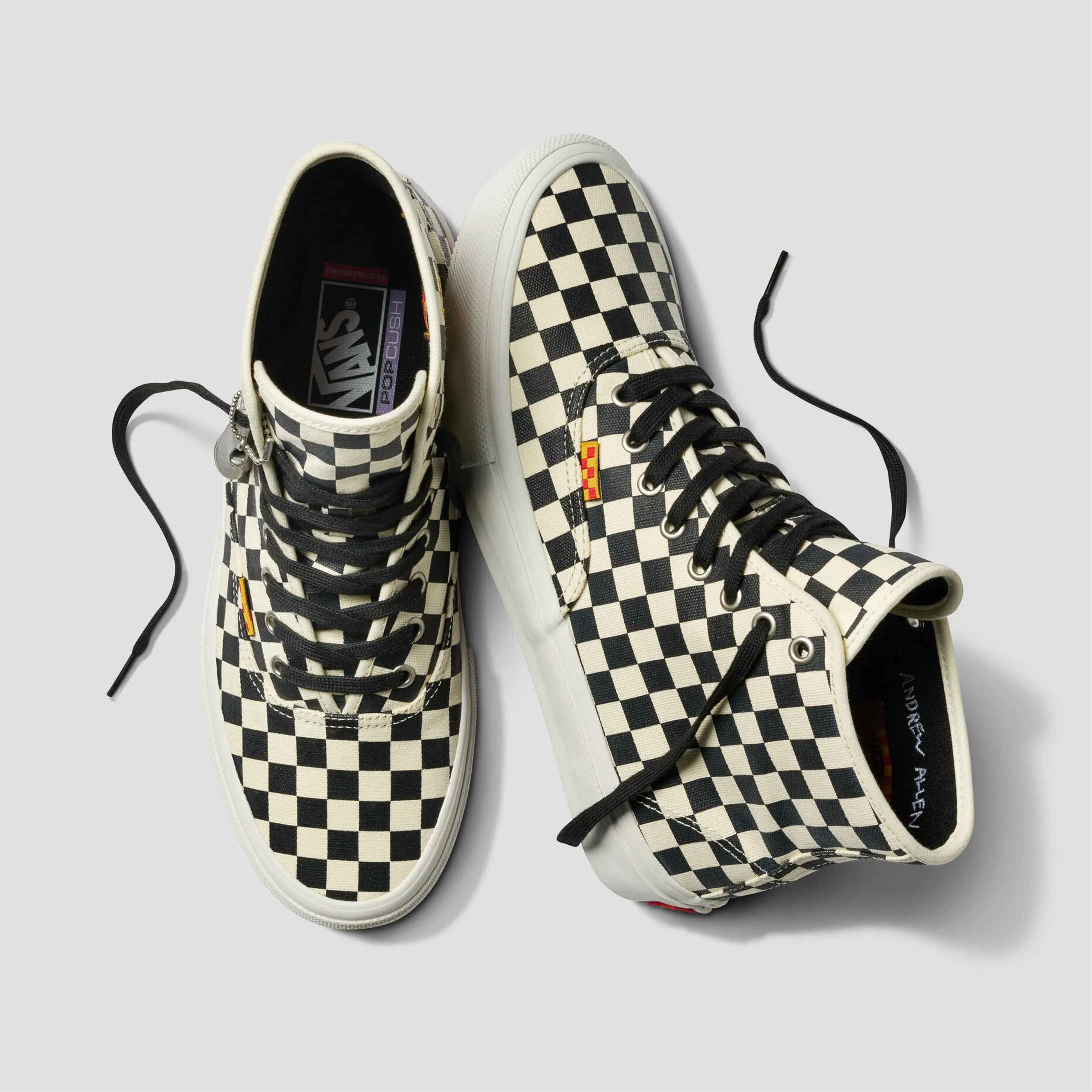 Vans Skate Authentic High Andrew Allen Skate Shoes Checkerboard