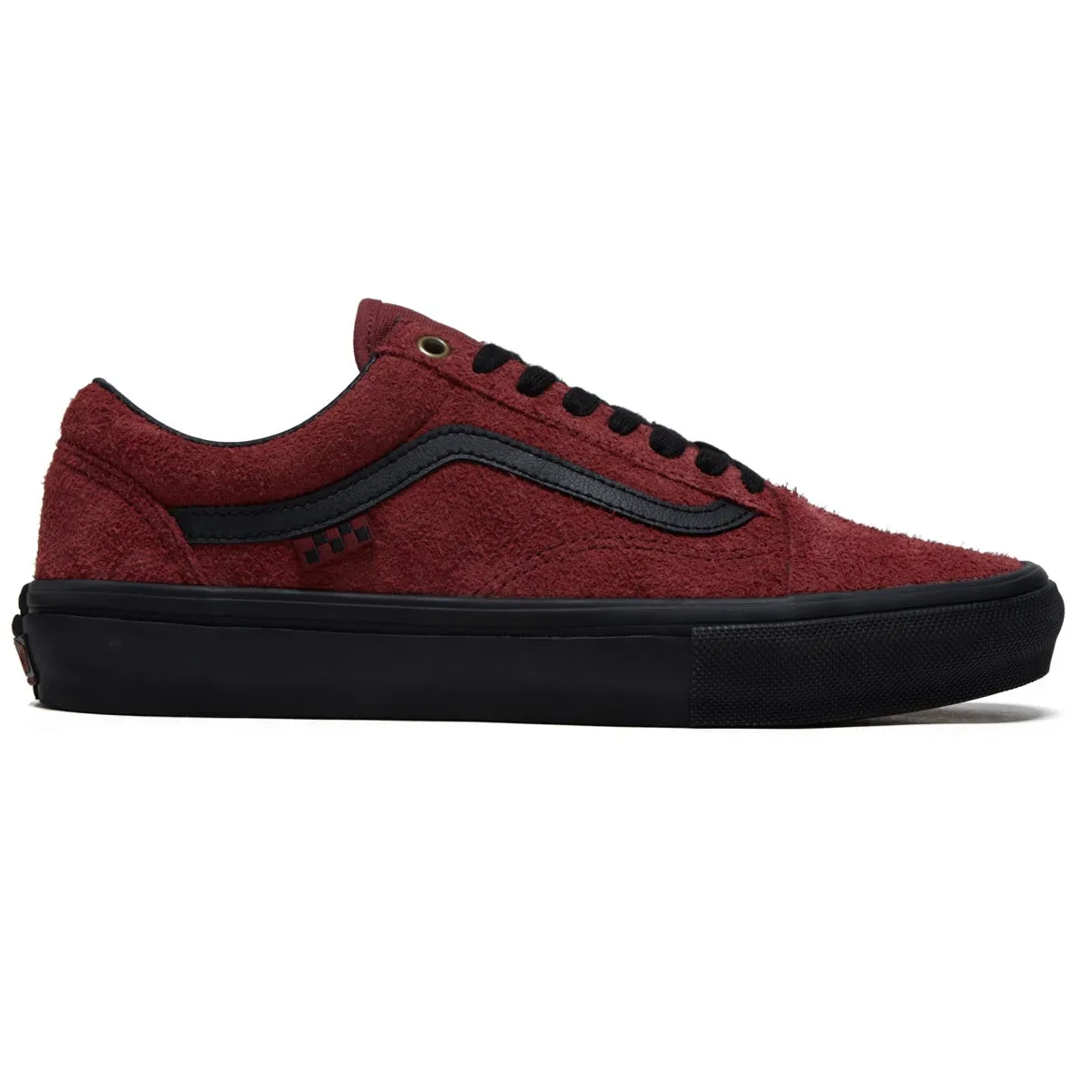 Vans Skate Old Skool Shoes - Hairy Suede Black/Burgundy