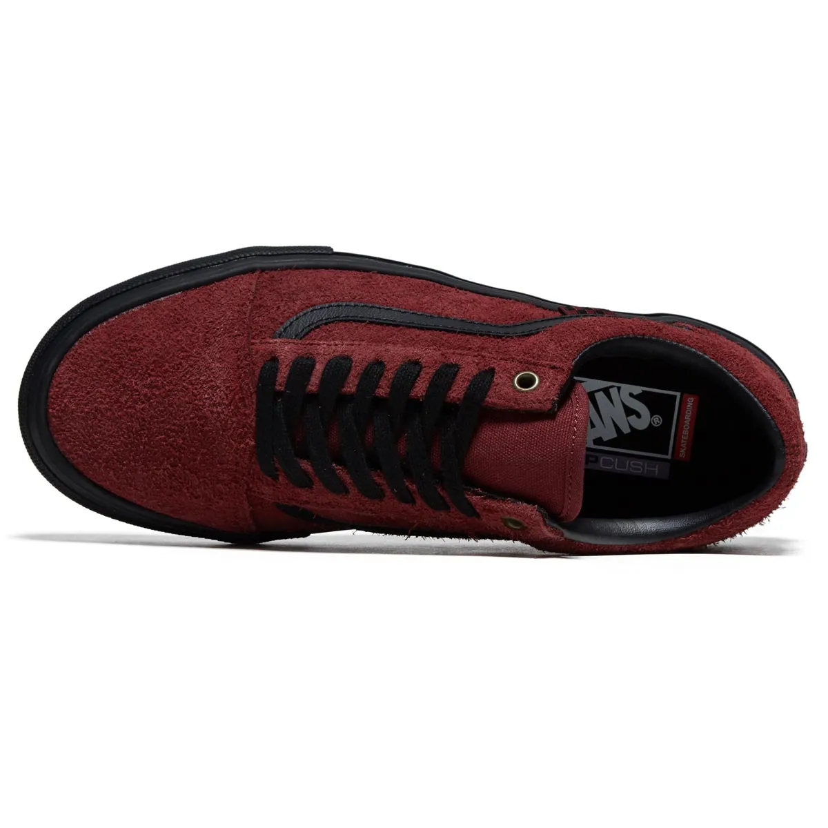 Vans Skate Old Skool Shoes - Hairy Suede Black/Burgundy