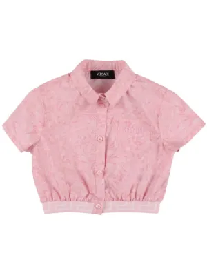 Versace   Embroidered cotton poplin crop shirt 