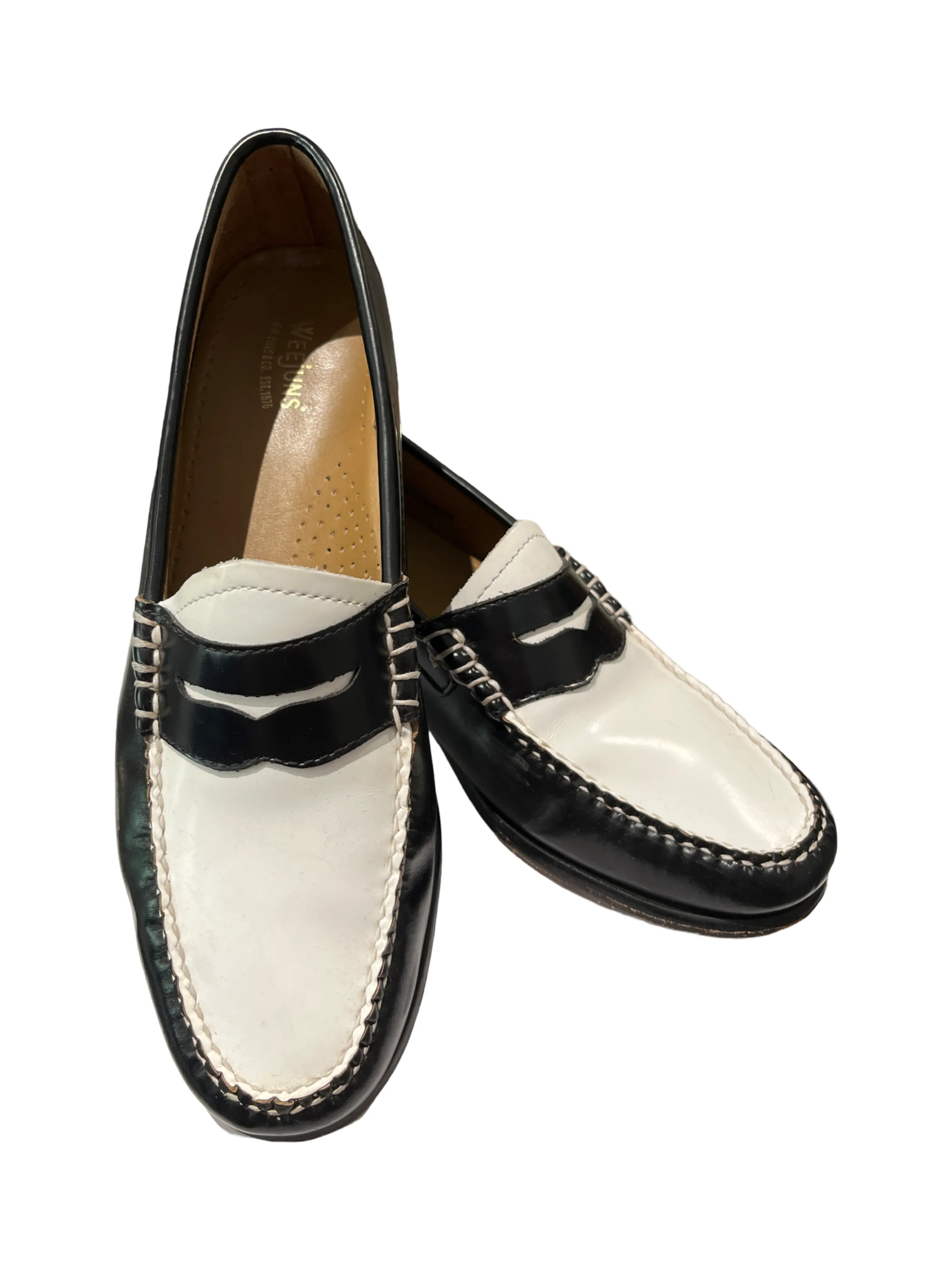 Weejuns Penny Black & White Leather Loafers /7M