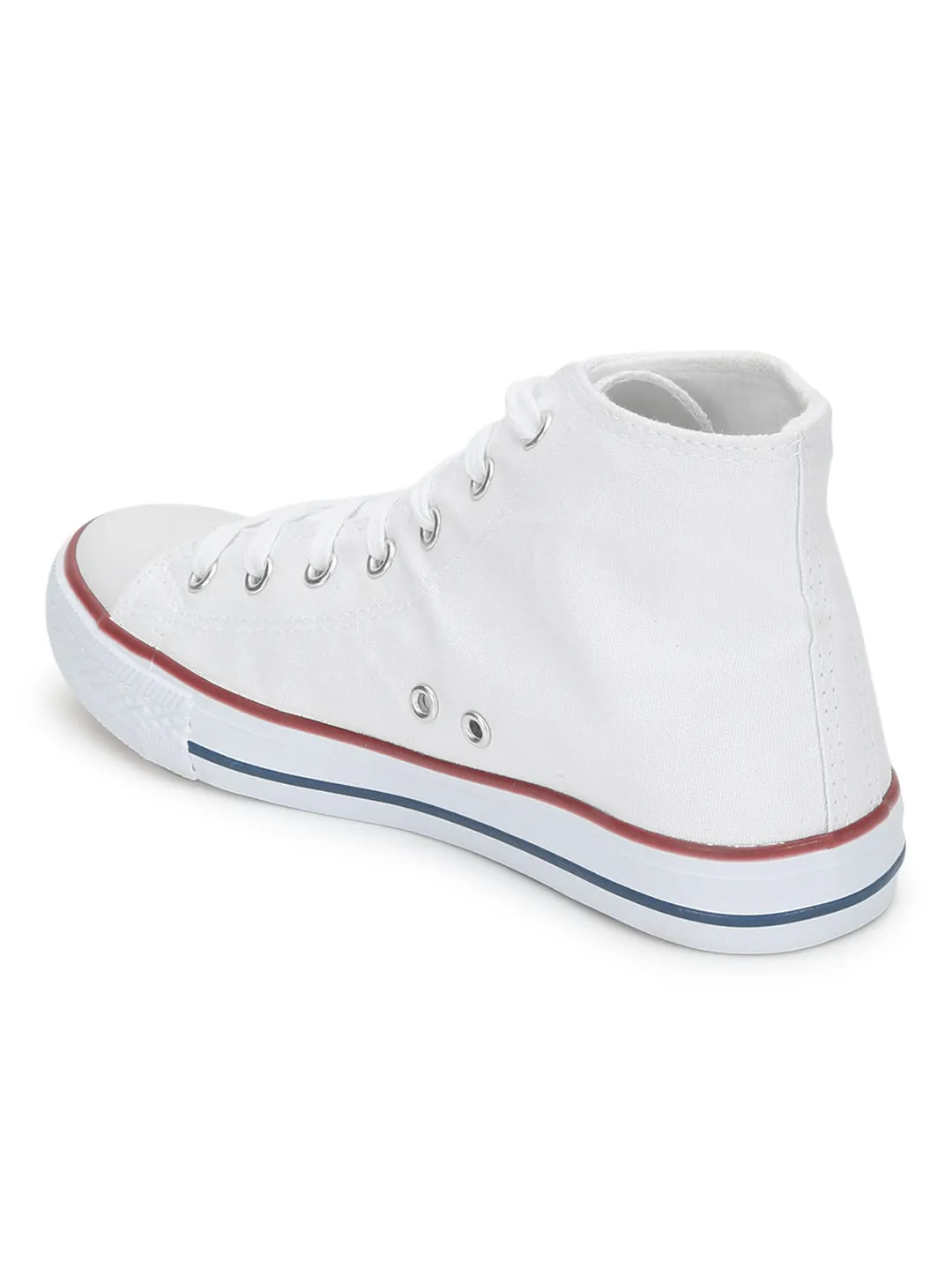 White Canvas High Ankle Stylish Lace-Up Sneakers (TC-CAN2-WHT)