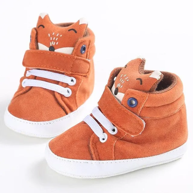 winter baby boy girl shoes Cotton Cloth kid Fox head Lace first walker Canvas Sneaker anti-slip Soft Sole Toddler footwear hook