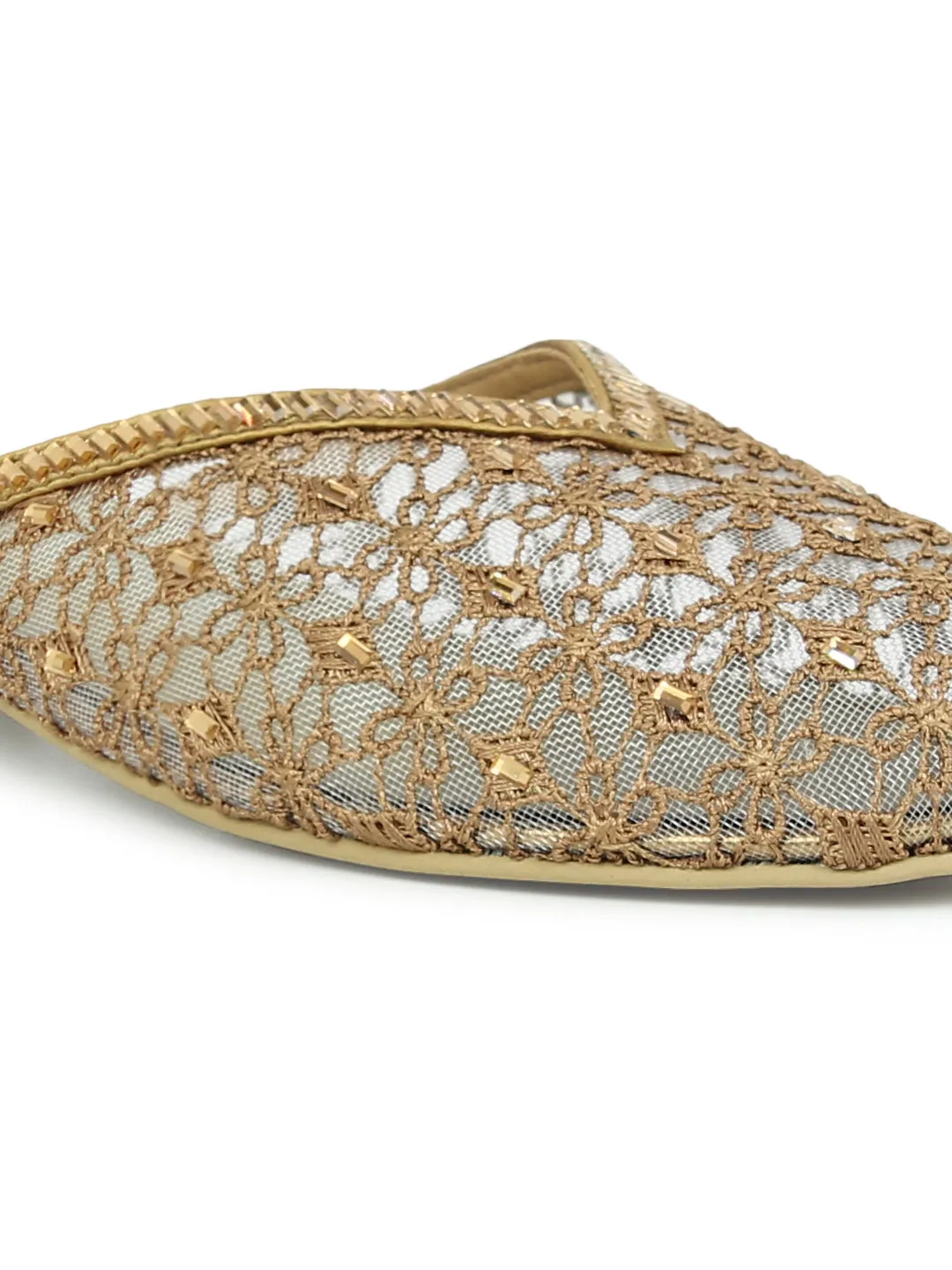 Women Antique Embellished Ethnic Mules Flats