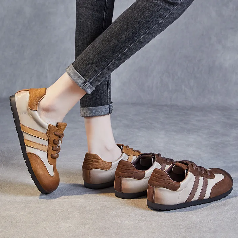 Women Handmade Retro Leather Flat Casual Training Shoes