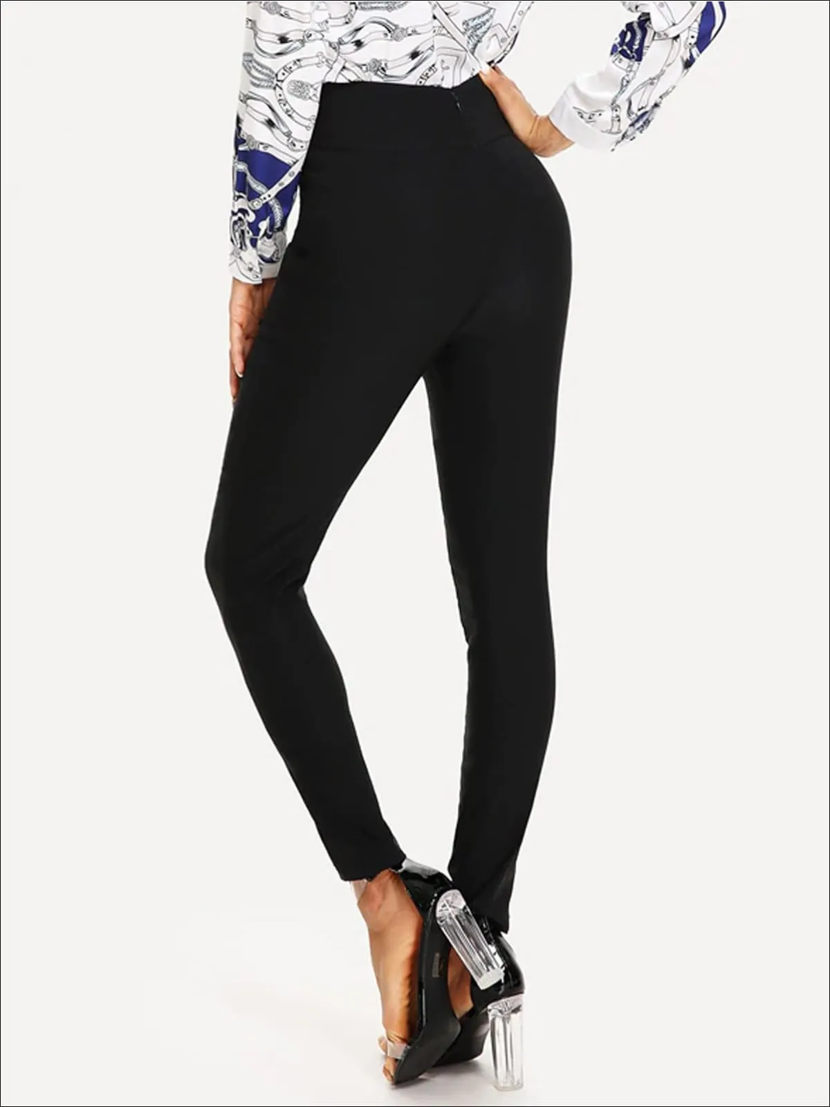 Women's Double Button High Waist Embellished Pants