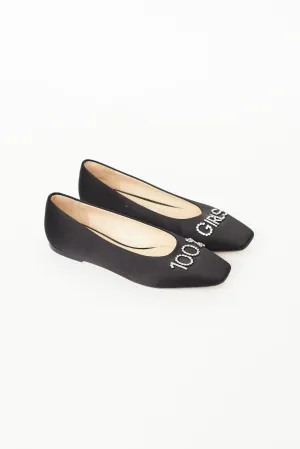 X Ashley Williams Black Satin 100% Girls Flat