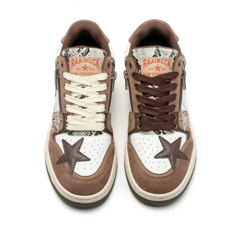 Zipper | Brown Sneakers with Star Element