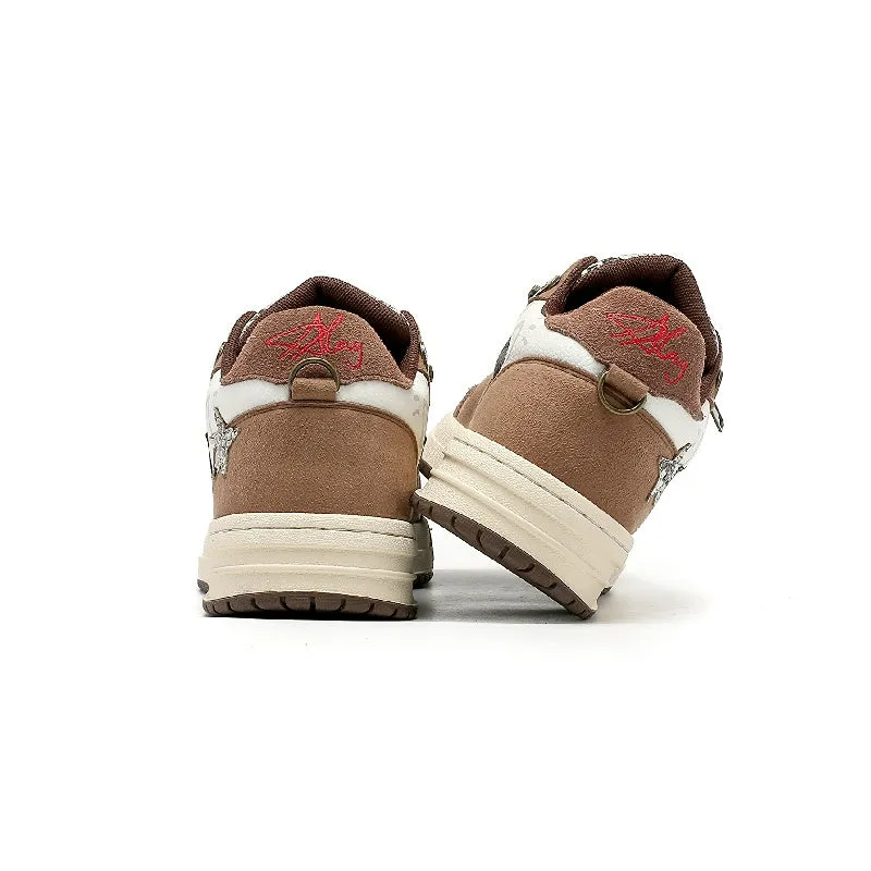 Zipper | Brown Sneakers with Star Element